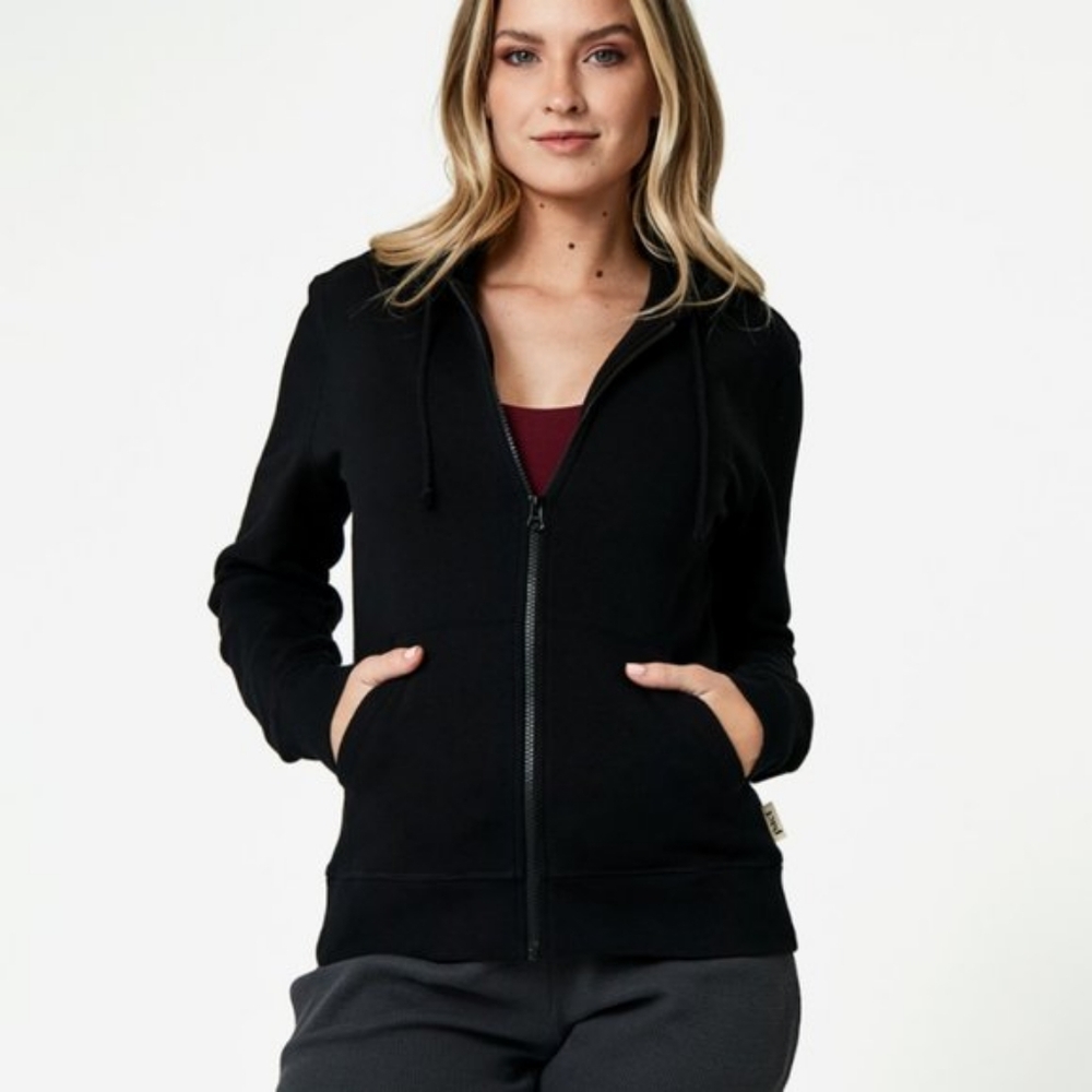 Pact Organic Black Zip Hoodie Size Small